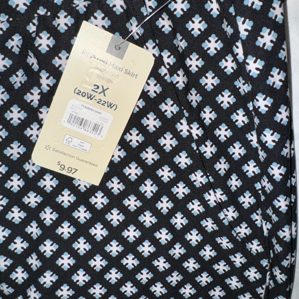 NWT, Terra & Sky Diamond Pattern Elastic Waist Maxi Skirt, Sz 2XL (20W-22W) - Picture 9 of 12